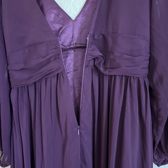 Enchant My Love Dark Purple V-Neck Long Sleeve Maxi Dress - Picture 6 of 6